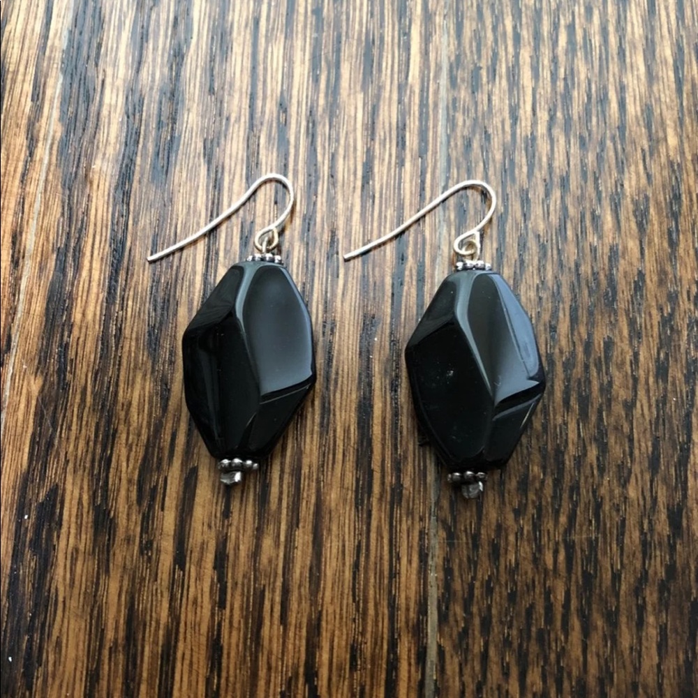 Black stone dangle earrings